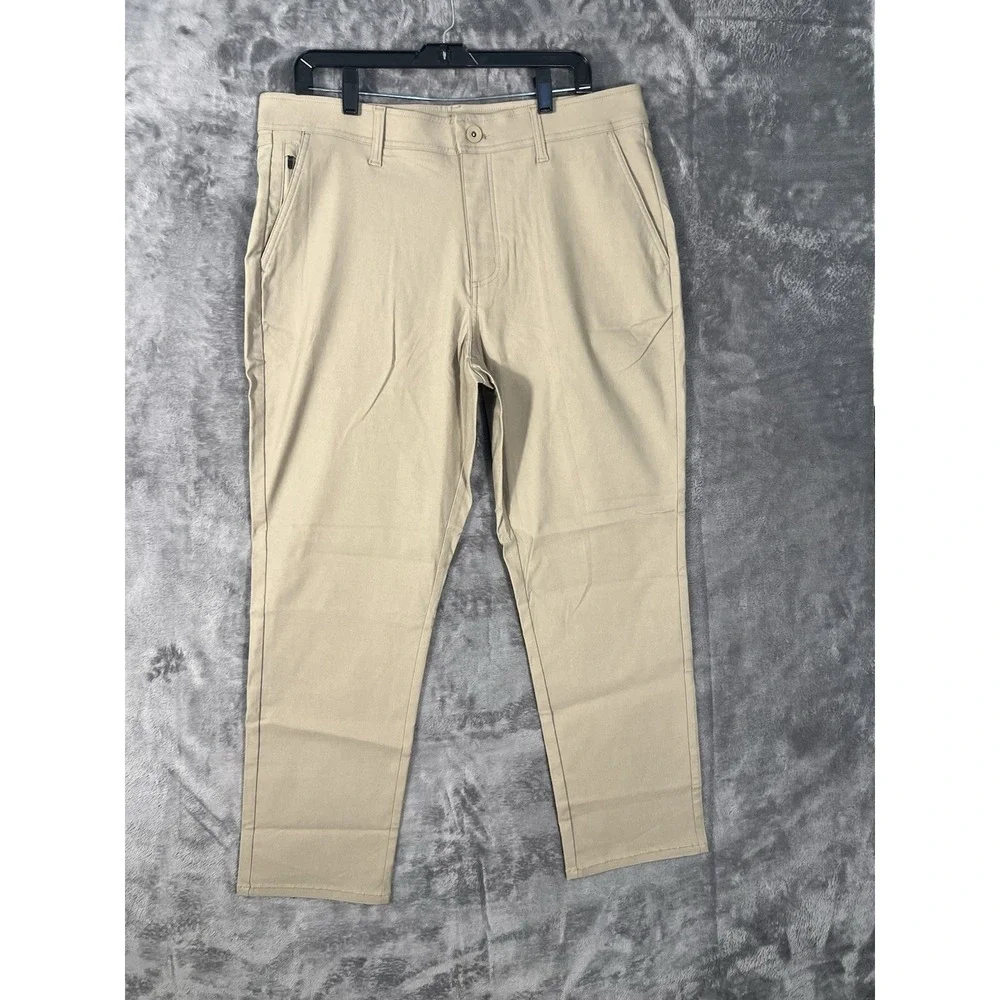 Weatherproof Vintage Mens Tech Pants Khaki Tan Straight Leg Stretch 36x29 184192